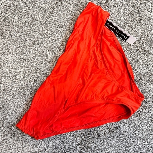 LA BLANCA  BIKINI SWIM BOTTOM ORANGE RUCHED SIDES TUMMY CONTROL 16W 3516 P - Picture 1 of 13
